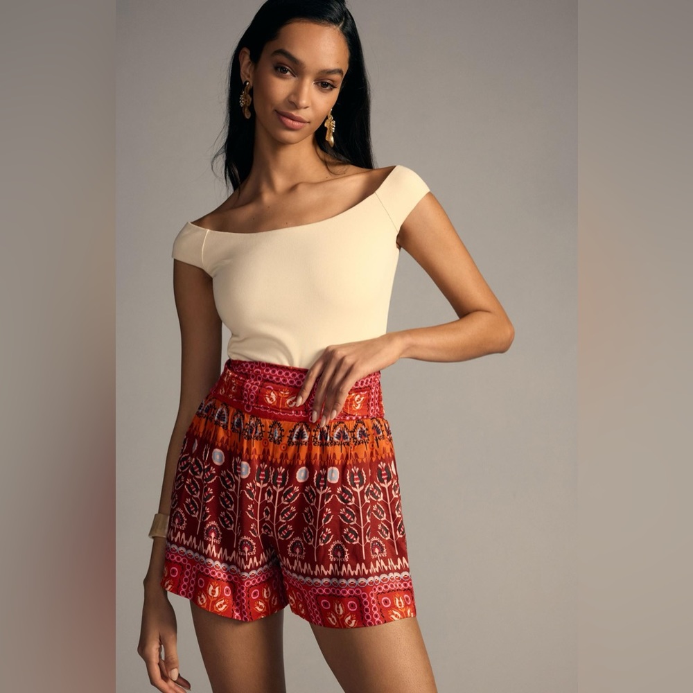 Anthropologie Ruched Wide-Leg Shorts